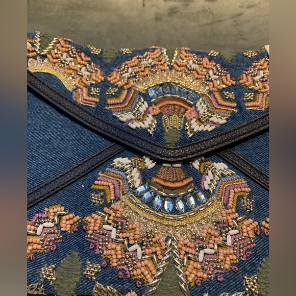 Rebecca Minkoff Denim embellished beaded envelope clutch. Brand new NWT✨ - Picture 13 of 13